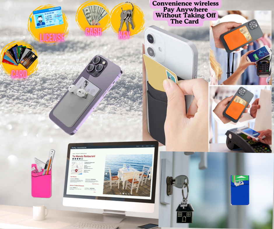 Purple+Rosepink+Orange 3(Pcs) Phone Card Holder, Wallet Stick-On – Multi-Purpose Silicone