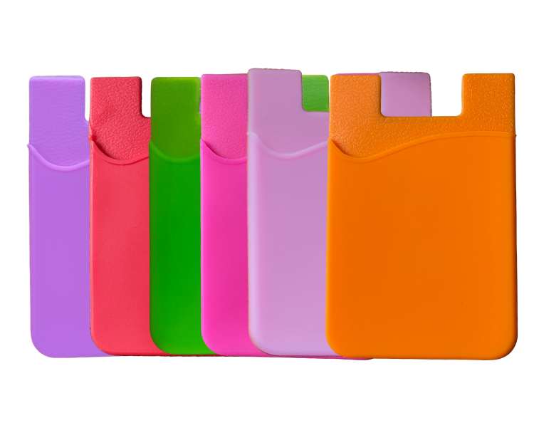 Purple+Pink+Rosepink+Red+Orange+Green,6(Pcs) Phone Card Holder,Wallet Stick-On – Multi-Purpose Silicone