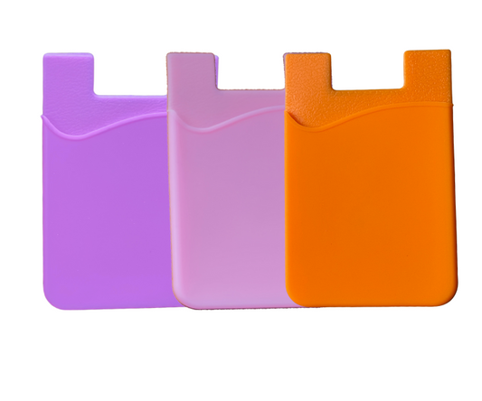 Purple+Rosepink+Orange 3(Pcs) Phone Card Holder, Wallet Stick-On – Multi-Purpose Silicone