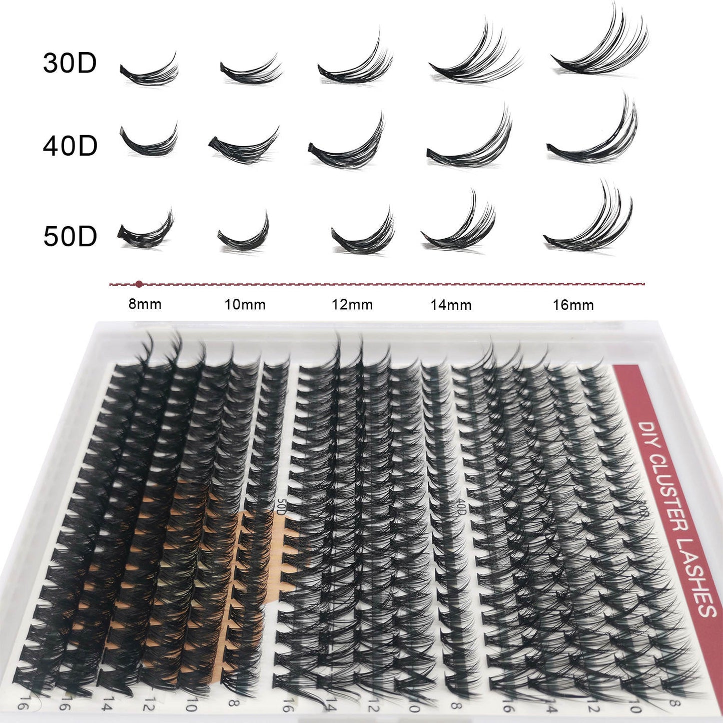 Lash Extensions 30D 40D 50D Mix 320 PCS Natural Beautiful Black Soft Handmade Consistent New Leaf  DIY Cluster Lashes with Super Thin Band Volume