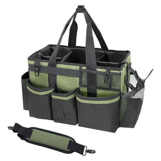 Cleaning Caddy Organize Bag with Spray bottle & Towel,Handles for Cleaners & Housekeeper,Bathroom,Under Sink & Car Cleaning Tool Organizers Bag with Adjustable Shoulder Strap&Waist Belt. Green